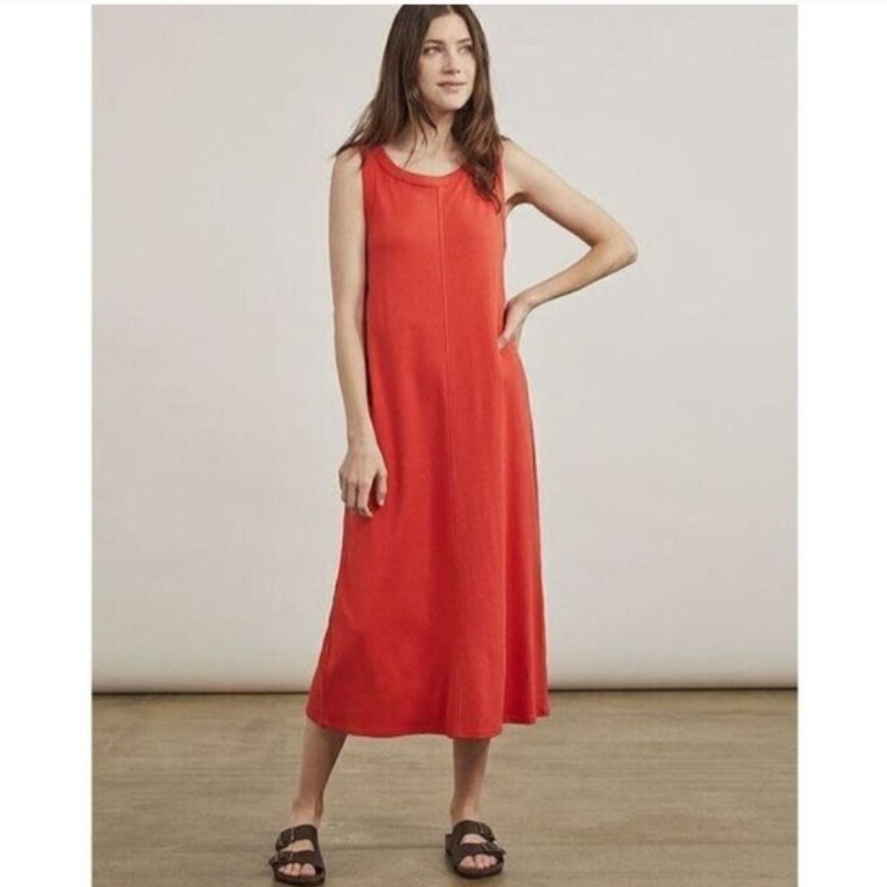 Elizabeth and James Red Midi Dress Size L Sleeveless Tank Cosmic Lava Cotton